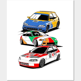 Honda Civic EG Triple Threat Posters and Art